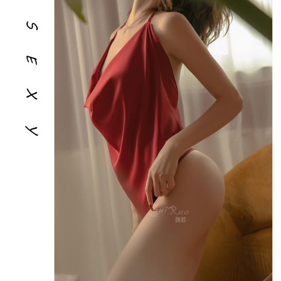 Áo ngủ yếm lụa sexy TK2709 (đen, đỏ) - Ảnh 2